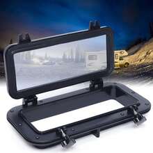 Rectangular Boat Window Black ABS With Tempered Glass, 40x20cm, 180° Opening, Double Rubber Seal Porthole Replacement Window For RVs, Boats And Yachts - Black - View 2