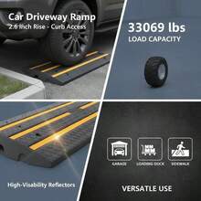 [Free Shipping] Vehicle Threshold Bridge 35x12x2.6 Inch For Loading Dock Warehouse Sidewalk, 15 Ton Capacity High Visibility Reflective Strip Heavy Duty Rubber Structure 1 Pack-XY518542 - Multicolor - View 5