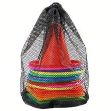 Agility Training Cone Pyramid Football Marker Posts (6 Cones, 10 Circles, 1 Bag), With Storage Mesh Bag, Multi-Colored Plastic Sports Cones, Suitable For Football, Basketball, Physical Training, And Coaching Equipment - Multicolor - View 1