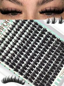 FQBFQB 192pcs Spiky Eyelash Extensions, 9-18mm Mixed Length, Fairy Eyelash Clusters, Single Thick Pointed Tip Eyelash Extensions For DIY, Cartoon Eyelash Extensions, Thick Eyelashes, Aesthetic - D - View 7