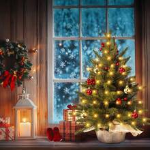 Yuejia 1 buah Pohon Natal Mini Tiruan, Pohon Pinus Buatan, Dekorasi Meja Natal Kecil untuk Interior, Pohon Natal dengan Buah Beri Merah, Hadiah Pohon Buatan, Dekorasi Natal - Hijau - View 6