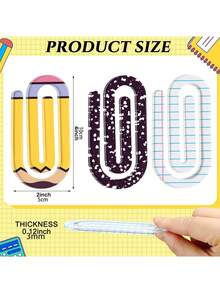 3pcs/Set Large Acrylic Paper Clips 4-Inch Bookmark Set For Students, Teachers, Graduation, Back To School, School Year, Office Stationery Gift (Pencils, Notebooks, Paper) - Back-to-school Season Paperclips - View 10