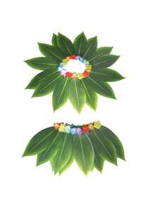 1pc Hawaiian Leaf Hula Skirt With Flowers,Soft Breathable Adjustable Artificial Green Leaf Skirts Decor,Suitable For Hawaiian Themed Parties, Beach Parties, Luau Parties And Masquerades,Ideal Gifts For Family Friends - View 8