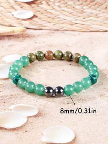 YAUKIA 1pc Natural Green Aventurine&Unakite&Green Malachite Bracelets For Women,Brings Luck, Success, Energy Clearing,Stretch Jewelry,Ideal Gift For Friends, Wife, And Family - Multicolor - View 4