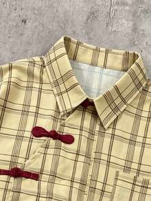 Men's Casual Plaid Print Contrast Color Loose Fit Dropped Shoulder Shirt, Suitable For Daily Commute In Summer - Multicolor - View 3