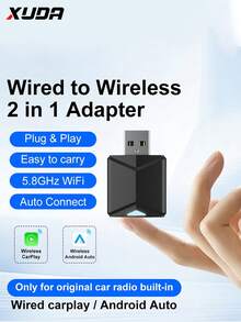 XUDA 2026 Nueva Caja AI CarPlay Mini Super Box, Soporta de Cableado a Inalámbrico, Cuenta con Funcionalidad 2 en 1 de CarPlay Inalámbrico y Android, Equipada con WiFi 5 de 2.4-5.0GHz, Compatible con el 99% de los Vehículos con Funciones de CarPlay y Android Cableados. - A - Ver 10