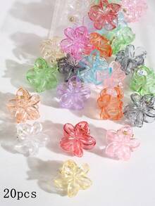 15/20/30pcs Mini Flower Shaped Hair Claw Clips, Transparent Color Series, Small Size Hair Clips For Braiding, Flyaway And Bangs - Multicolor - View 6