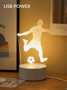 1pc 3D Acrylic Football Pattern Night Light, USB Powered, Bedroom Decor, Desktop Decor, Bedside Lamp, Football Fan Gift, Home Decor Night Light - White - View 22
