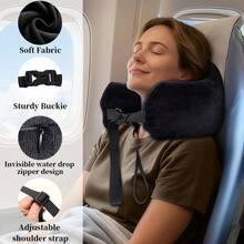 Cómoda almohada de viaje, almohada ajustable en forma de U para el cuello, funda de almohada portátil rellenable multifuncional lavable para avión 1DOP - Rosa - Ver 11