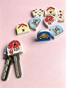 4/8/12pcs Random Style Keychain Set Party Gift - Fashionable Non-Slip Key Cover With Unique Decoration, Perfect For Key Organization And Identification - Essential For Women And Family Members, Ideal Mother's Day Gift - Multicolor - View 9