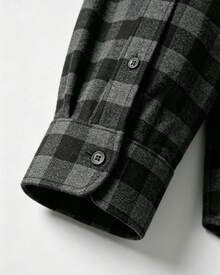 Men's Long-Sleeved Checkered Dress Shirt - Grey - View 5