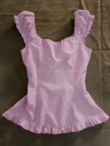 Blusa de mujer con diseño de botones a rayas y volantes en el bajo - Multicolor - Ver 6