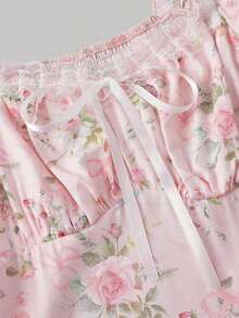 MOD Vestido floral victoriano con volantes de encaje blanco, vestido de fiesta, vestido de gala - Rosa 2 - Ver 4
