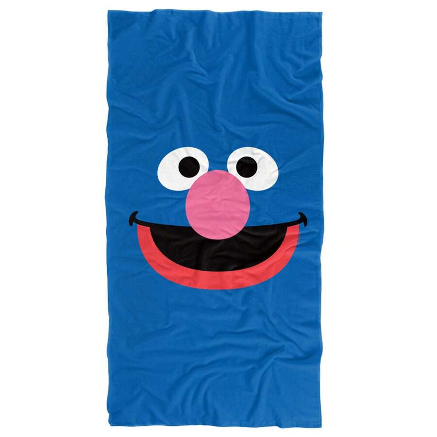 1pc  Grover Face Officially Licensed Beach Towel  Soft & Absorbent Microfiber Towel, Suitable For Bathroom, Swimming, Fitness, Yoga, Lightweight & Portable, Wind & Sun Protection, Ideal For Summer Travel & Decoration - 1 - 查看 1