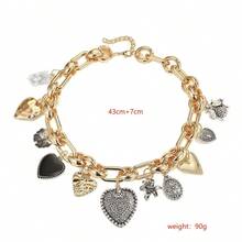 1pc Metal Heart & Butterfly Pendant Necklace With Thick Chain, Suitable For Women's Daily Gothic Style Wear - Multicolor - View 5