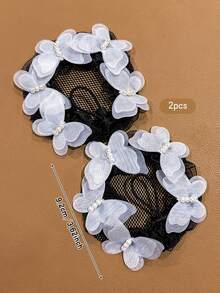 2pcs White Butterfly Hair Net Suitable For Performance Dance Headpiece - Multicolor - View 10