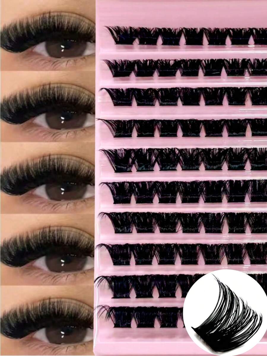 100 sợi mi giả mỏng kiểu anime D-curl, độ dài hỗn hợp 8-16mm, mi giả mềm mại và dài, thích hợp để nối mi tại nhà. - D - Xem 1