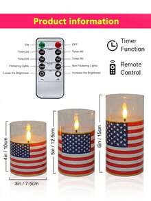 3pcs Flameless Candle Lights With Remote Control/Timer, Battery Operated Candles, Warm Light Candles For Tabletop Centerpiece Decor, Suitable For 4th Of July, Holiday Atmosphere Decoration - Purple Light - View 10