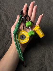 [Original Handmade] High-Value Mini Water Bottle Keychain, Braided Rope Keychain/Wrist Accessory, 3D Earphone Accessory, Car Key Anti-Loss Chain, Exquisite Girls' Earphone Decoration, Women's Summer Charming Bag Charm, Beach Holiday Essential, Laptop Bag Accessory, Lunch Bag Accessory - Multicolor - View 9