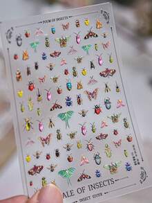 1pc 5D Embossed Colorful Insects Nail Art Stickers Kawaii Relief Insects Self Adhesive Transfer Sliders Nail Art Decor Stickers DIY Decals - Multicolor - View 5