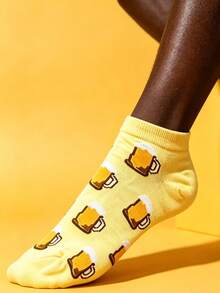 3 Pairs Men's Casual Cartoon Beer Pattern Ankle Socks, Versatile Spring/Summer - Multicolor - View 9