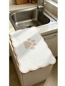1 Set Pet Placemat, Shell Shaped Dog Food Mat, Cat Feeding Mat, Absorbent Pad, Suitable For Food And Water Bowls, Elegant And Beautiful Shell Pet Placemat For Dogs, Cats, Puppies - Beige - View 9