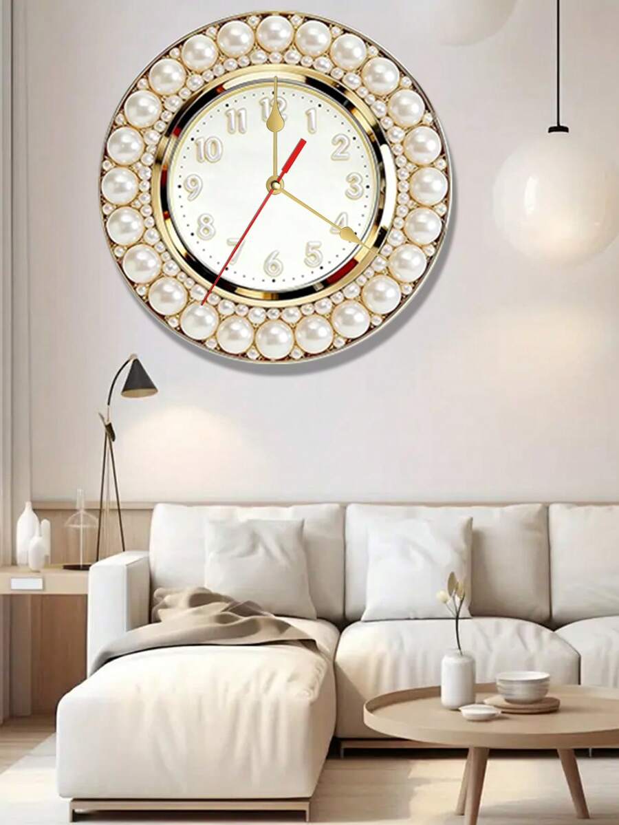 2 pezzi, Orologio da parete con tema bordo perla, orologio decorativo silenzioso, orologio da parete in legno creativo, adatto per decorazione in camere da letto, soggiorni e uffici, 10/12 pollici (senza batterie AA), 2D piatto - Multicolore - Visualizzare 1