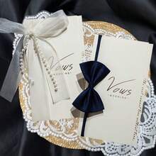 2pcs Minimalist Wedding Vow Books - Elegant Handwritten Couple Keepsake, Small Batch Ceremony Cards With Blank Pages, Bohemian Style Groom & Bride Vows - Oath Card - View 1