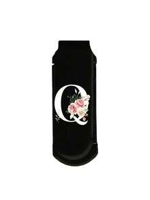 1pc Premium Black Foldable Multi-Function Mini Makeup Brush Set, With Cushion, A-Z Floral Letter Print, With Massage Comb And Mirror, Detachable - Multicolor - View 25