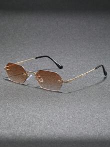 1 Pair Frameless Small Frame Glasses, Retro Personalized High-Quality Fashion Glasses Suitable For Runway, Beach, Vacation - Multicolor - View 11
