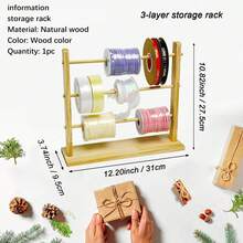 1 pieza Organizador de cintas de madera para costura, empaque de cajas de regalo y almacenamiento de hilos, estante vertical de escritorio para cintas de madera, organizador de hilos para manualidades, con soporte para carretes, estante de almacenamiento de cintas, estante para bolas de hilo de varios tamaños, soporte multifuncional para exhibir collares, pulseras y joyas, adecuado para sala de manualidades DIY, pastelería, tienda de regalos, floristería y uso doméstico cotidiano - Amarillo - Ver 15