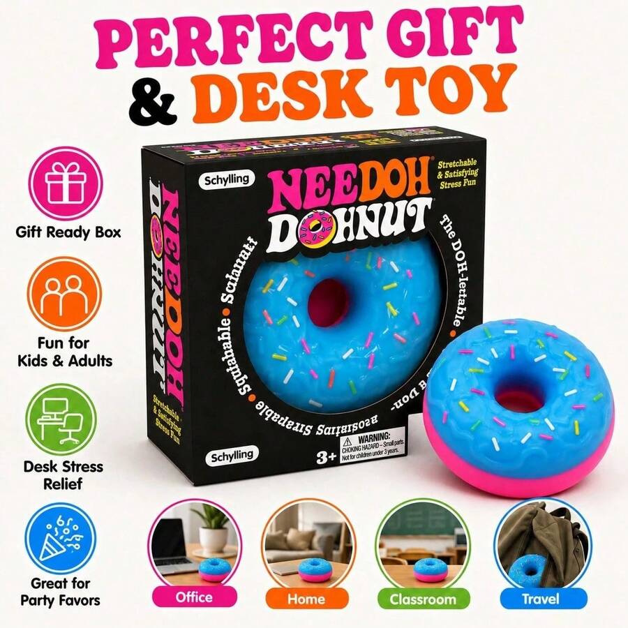 Schylling DOHNUTS Retro Teddy Ball | Retro Hippie Tie-Dye Swirl | Transparent Jelly Stress Relief Toy | Graduation Season Summer Classroom Reward - Multicolor - View 1