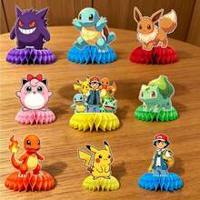 9pcs Honeycomb Desktop Decorations, Suitable For Themed Birthday Party Decor, For Kids - Multicolor - View 7