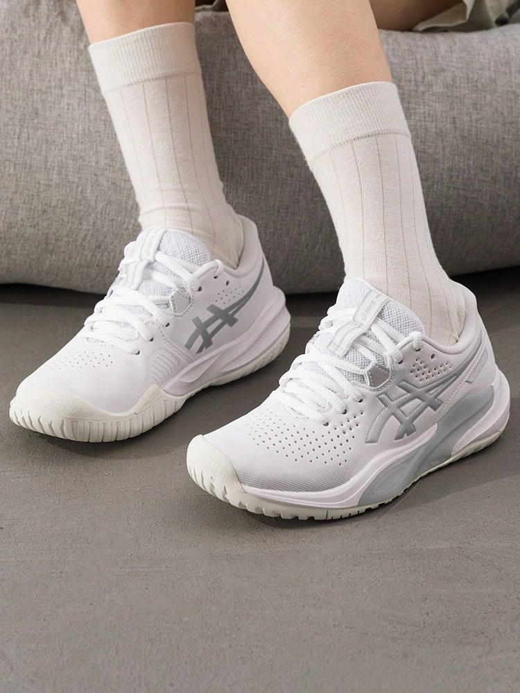 ASICS GEL-CHALLENGER 15 网球鞋，轻质缓震女式网球比赛鞋，1042A294-101 - 白色/銀灰色 - 查看 1