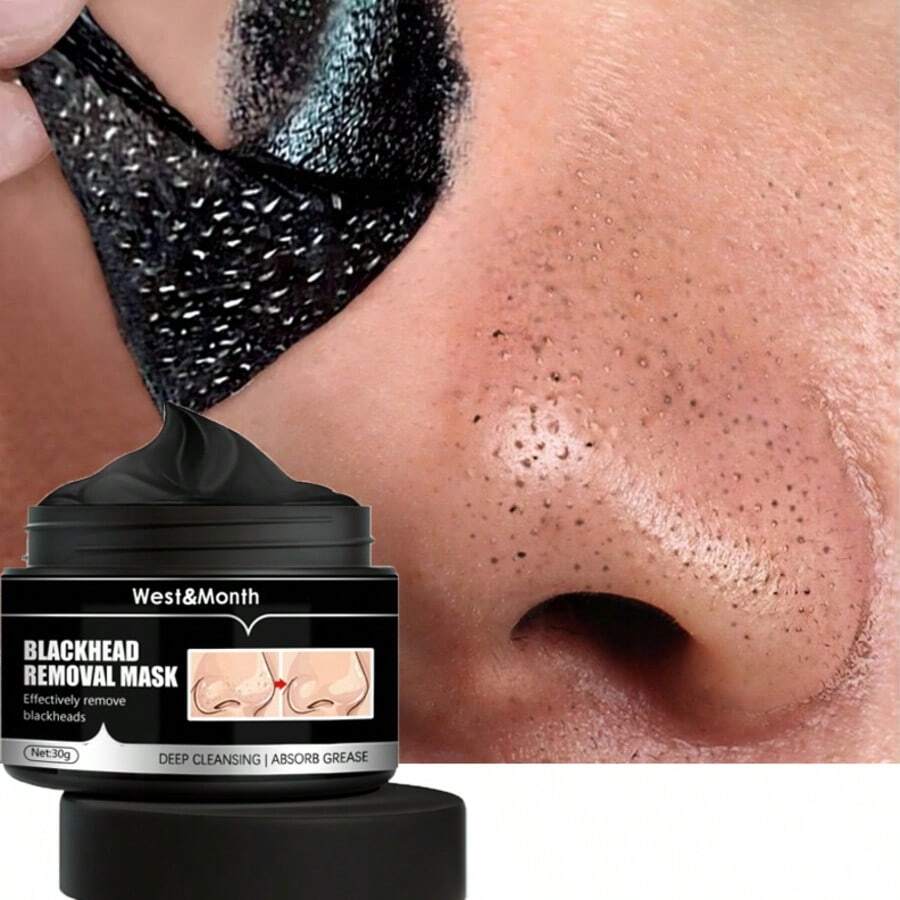 west month Blackhead Cleansing Mud Mask, Deeply Cleanses The Pores Of The Nose, Quickly Removes Blackheads, Improves Enlarged Pores, Refines And Shrinks Pores, Brightens The Skin, And Controls Oil - 竹炭 - 查看 1