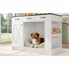 Kitchen Island, Cabinet With 3 Drawers, 1 Spice Rack, Adjustable Shelf, Double Shelf - White - View 2
