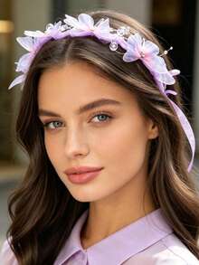 1pc New Butterfly 3D Toothed Headband, High Crown Atmosphere Hair Accessory, Birthday Party Costume Headband - Multicolor - View 8