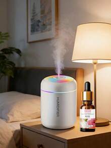 Portable Mini Mist Humidifier/Aromatherapy Diffuser + 10ml Essential Oil Aromatherapy Set, Cool Mist, USB Powered + Large Capacity Water Tank + LED Colorful Atmosphere Light, Suitable For Home/Office, Compact Air Conditioner Room Humidifier, New Year/Christmas Gift - one-size - View 12