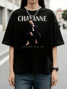 Puerto Rican Latin Singer  Minimal Suit Portrait Graphic Cotton Summer T-Shirt - Black - View 1
