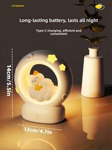 太空貓 LED 小夜燈，觸控感應式可充電檯燈，動物貓咪床頭裝飾燈，可調光，適合女孩與貓咪愛好者的禮物 (貓) - 摘星攬月 - 查看 11