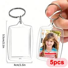 5/10/20/30/40/50/100PCs Acrylic Photo Frame Keychain Clear Picture Insert Blank Keyrings For Double-Sided Photos Holder DIY Party Guest Gifts - Multicolor - View 45