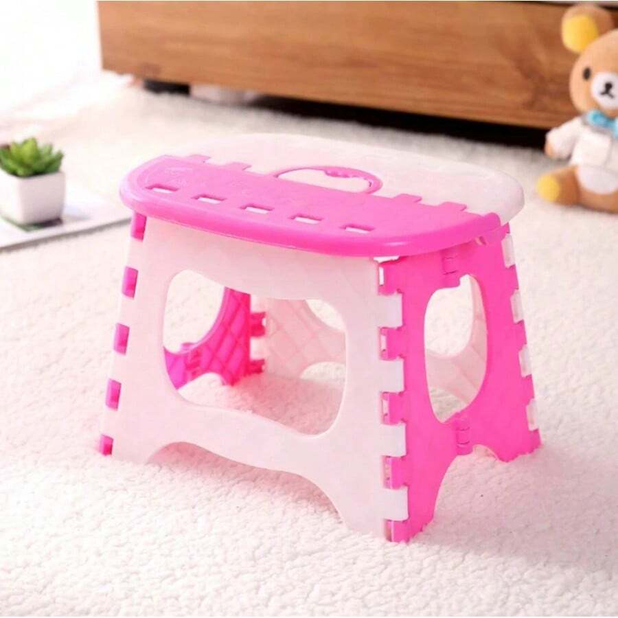 Portable Folding Plastic Stool For Home Use, Multifunctional, Foldable, Suitable For Outdoor Use, For Children And Adults, Easy To Store. - 粉色 - 查看 1