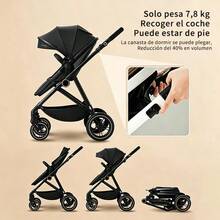 Set de Carriola y Bambineto para Bebé 2 Piezas, Carriola Multifuncional con Cuna Portátil Plegable, Sistema de Viaje Ligero y - Negro - Ver 4