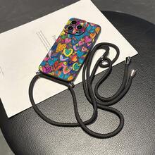 Convenient Lanyard Phone Case With Adjustable Lanyard And Shoulder Strap, Minimalist Heart Design, Shockproof TPU Protective Case For Apple Phones - Multicolor - View 2
