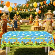 1/3PCS Tractor Party Tablecloth For Scarecrow Tractor Birthday Decorations, Farm Birthday Shower Party Farm Tractors Table Cover,54 X 108 In - Scarecrow Tractor Tablecloth - View 5