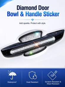 8pcs/4pcs Película Protectora de Manija de Puerta de Coche con Brillo de Cristal, Ajuste Universal para SUV, Sedán, Camioneta, Pegatinas Protectoras de Cuenco de Puerta, Accesorios Decorativos Anti-Arañazos para Coche - Estilo A - Ver 8