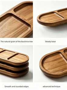 6pcs Oval Shaped Divided/Non-Divided Serving Trays, Breakfast Trays, Wooden Trays, Food Trays, Kitchen Trays, Cheese Trays, Dessert Plates, Wooden Trays, Trays, Dining Plates, Suitable For Bread, Cake, Sushi, Fruit And Appetizers, Kitchen Accessories And Tools, Suitable For Weddings, Parties, Birthdays, Restaurants, Kitchens And Various Holidays. - View 9