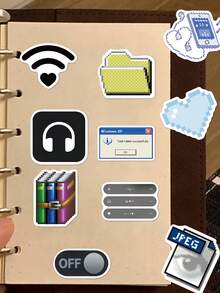 55pcs Retro Internet Stickers Featuring Pixelated Designs Inspired By Vintage Interfaces. With A Nostalgic Aesthetic, They Are Ideal For Laptops, Tablet Cases, Air Conditioners And Motorbikes. Durable And Decorative, They Offer A Unique, One-Of-A-Kind Look. - Multicolor - View 8