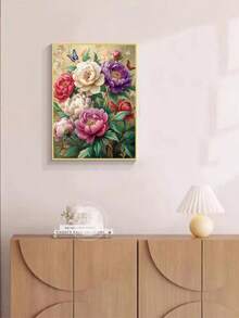 1 pièce Kit de peinture de diamant DIY - Floral, Décoration d'intérieur, Plein forage, 30*40cm/40x50cm - Ensembles - Voir 5