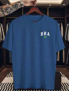 Unisex T-Shirt Supporting The Brazilian National Football Team - Men's And Women's 100% Cotton, Casual, Crew Neck - 寶藍色 - 查看 2